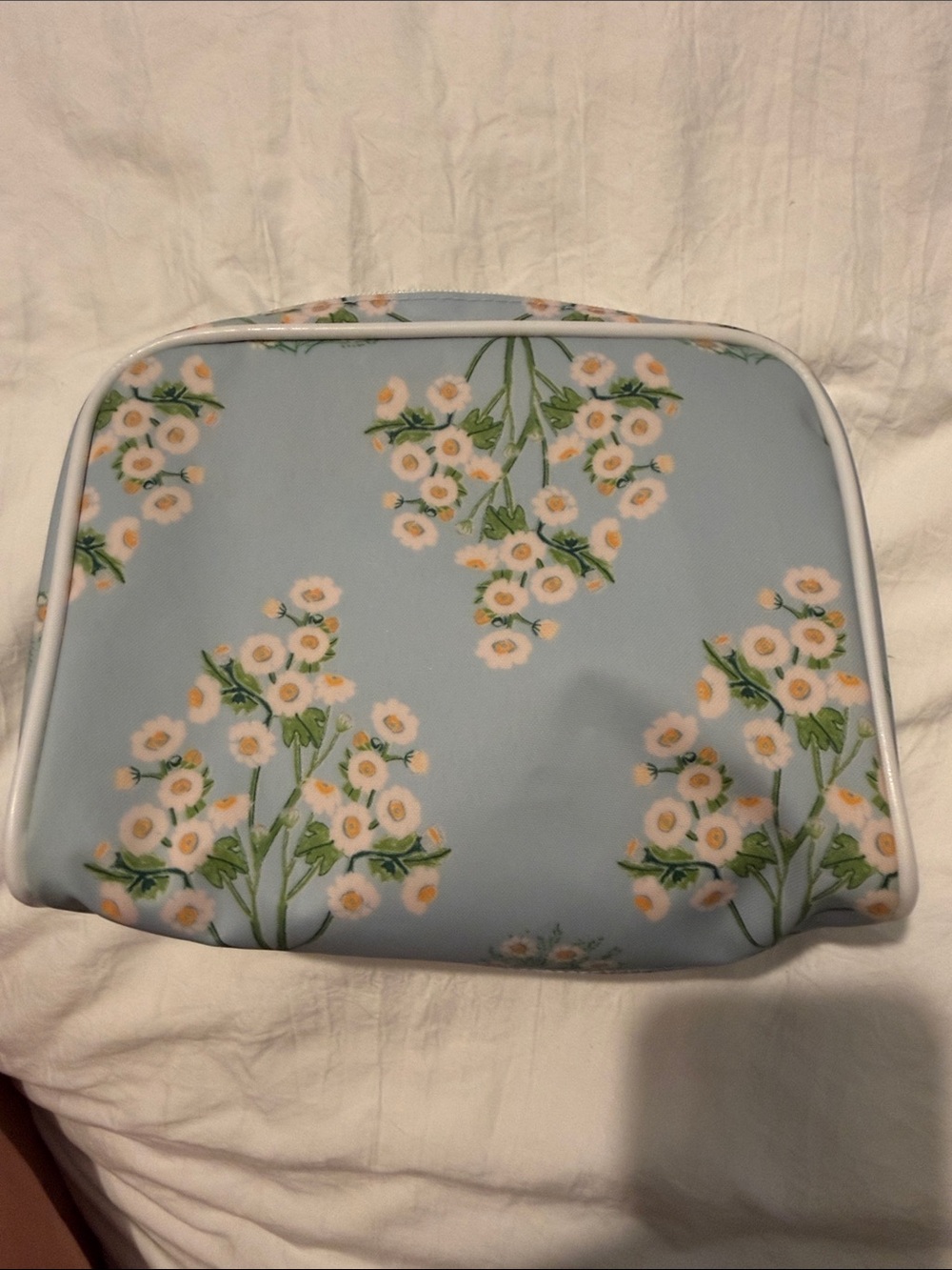 Floral Light Blue Cosmetic Pouch